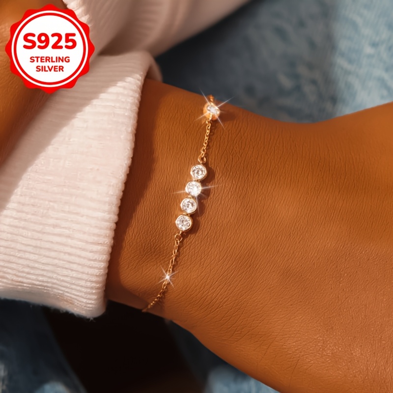 925 Silver Synthetic Zirconia Bead Bracelet